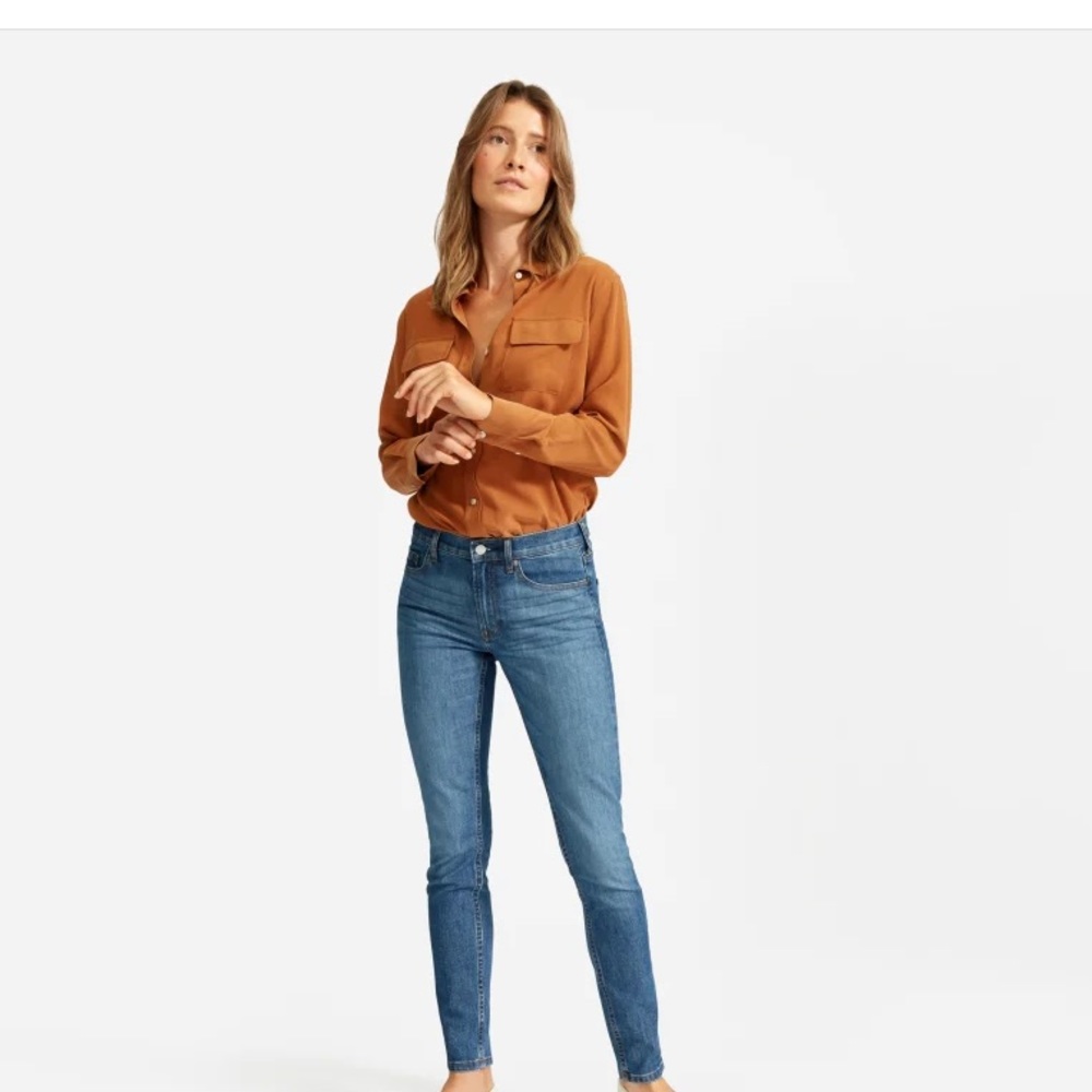 Everlane Mid Rise Skinny (Ankle Length) Jean in Mid Blue